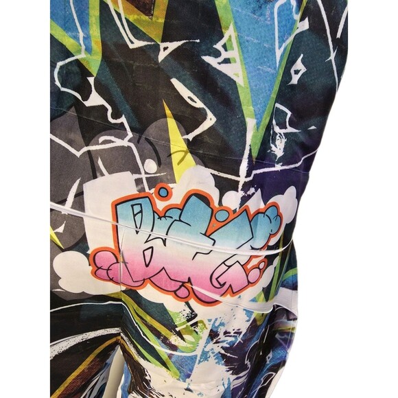 Y2K Funky Diva VTG Hip Hop Graffiti Jumpsuit Collared Short Sleeve Women's XS - Picture 9 of 16